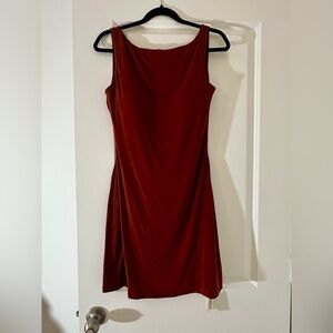 OGL Move Open Back Mini Dress Rust Color Medium Built In Bra Boat Neck NWT